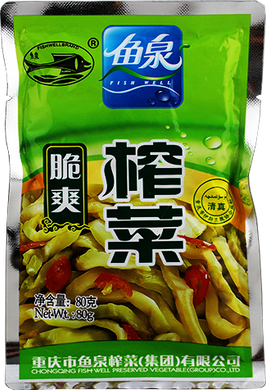 鱼泉 脆爽榨菜丝/Fishwellbrand Eingelegtes Gemüse Streifen, knusprig 80g