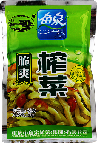 鱼泉 脆爽榨菜丝/Fishwellbrand Eingelegtes Gemüse Streifen, knusprig 80g